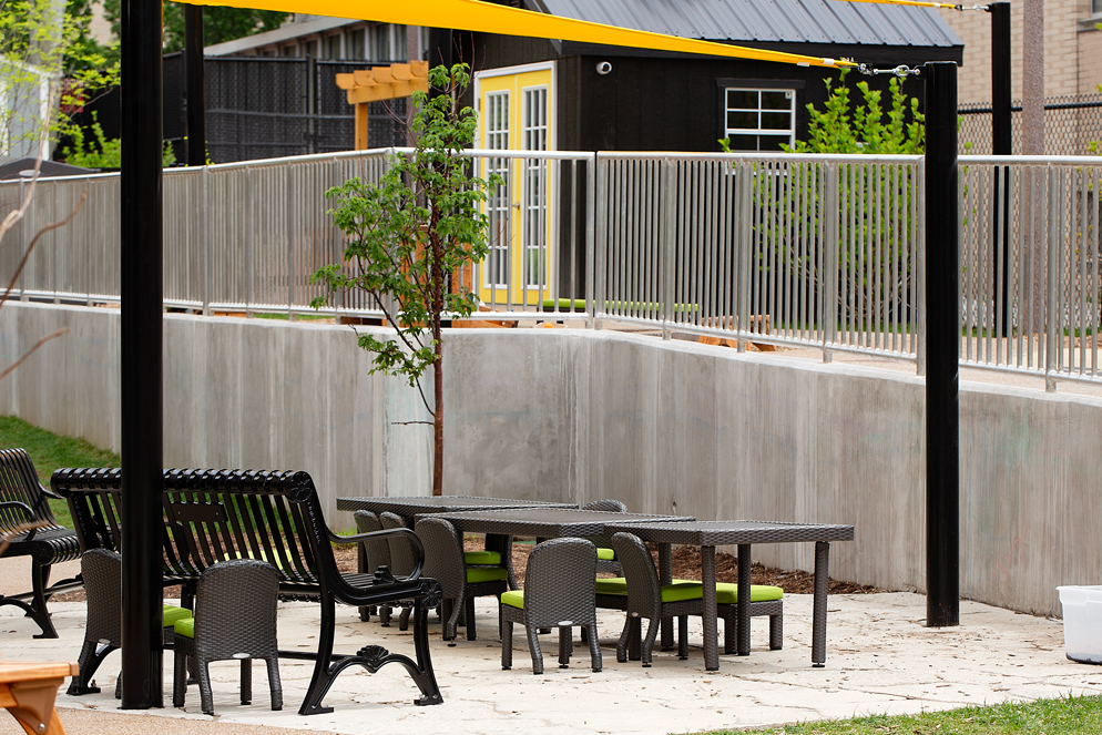 An outdoor classroom space at the Child Development Lab.
